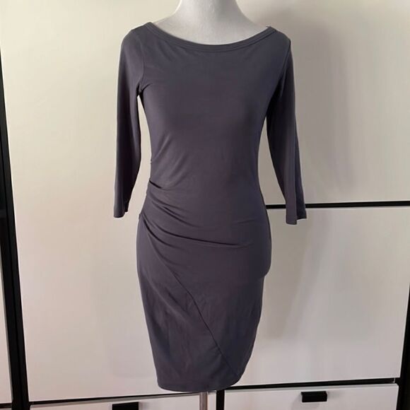 James Perse Midi Black Dress Jersey Size 4 - Picture 3 of 8